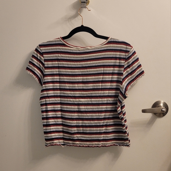 Striped baby tee with lettuce hem - Picture 2 of 3